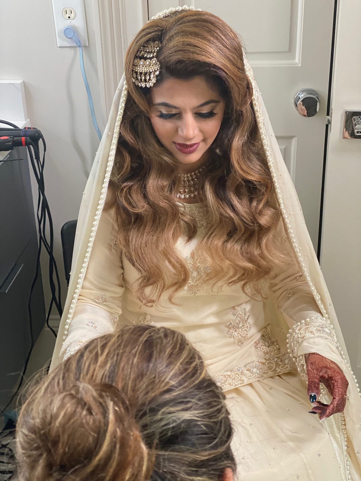 South Asian bridal look with statement jewelry