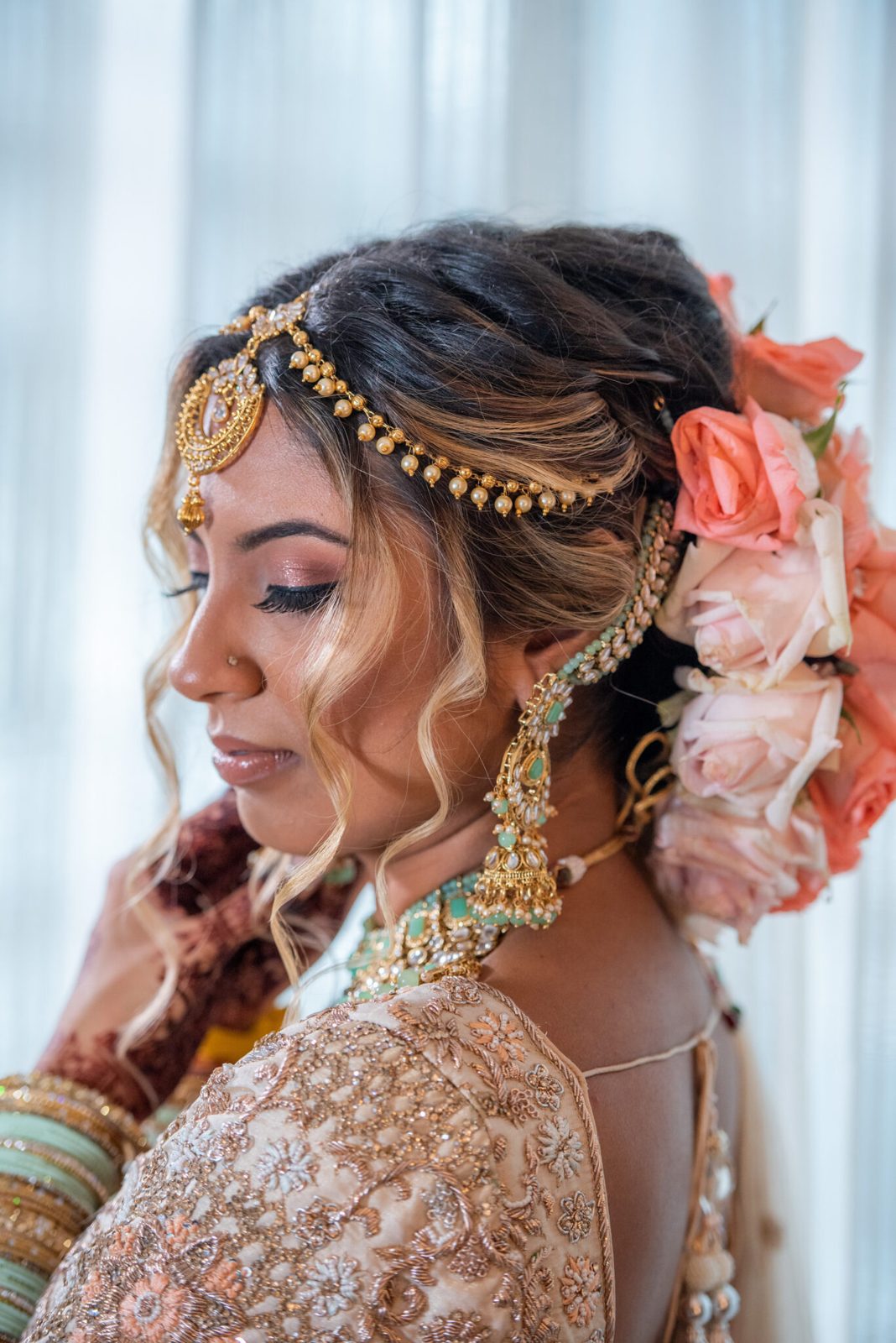 Bridal portrait in the studio window light